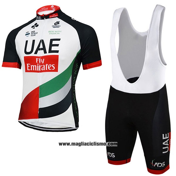 2017 Abbigliamento Ciclismo UCI Mondo Campione UAE Bianco Manica Corta e Salopette